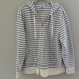 Blue and cream striped hoodie from Old Navy